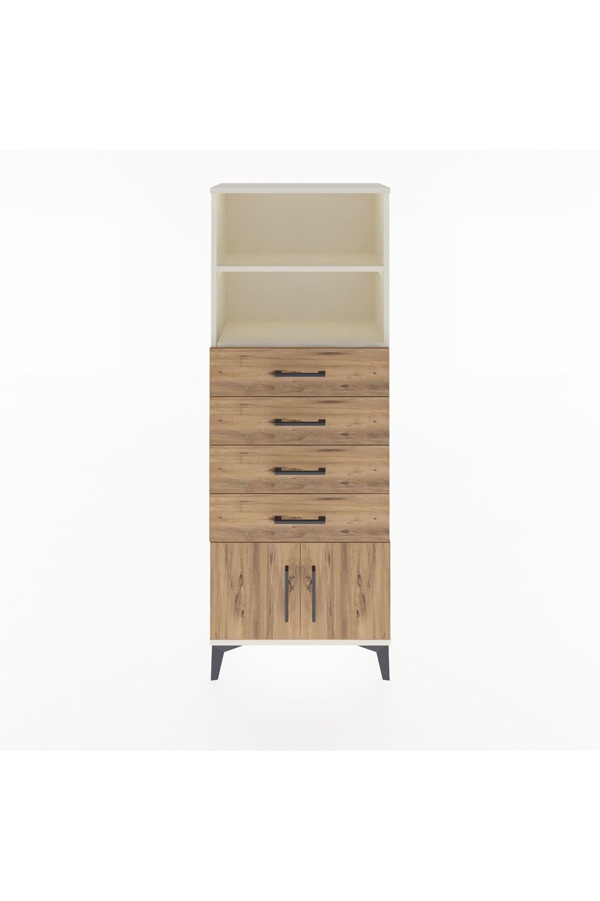 Arges Dolap 2 Raflı 4 Çekmeceli 2 Kapaklı 60x30x163 Aytaşı-Çam
