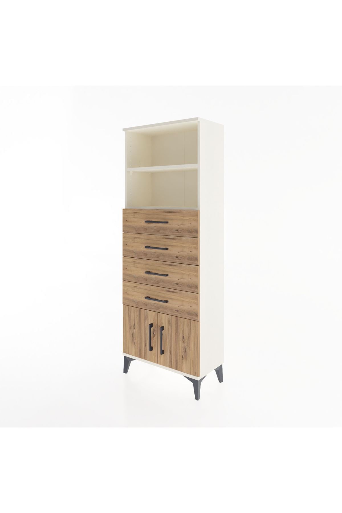 Arges Dolap 2 Raflı 4 Çekmeceli 2 Kapaklı 60x30x163 Aytaşı-Çam