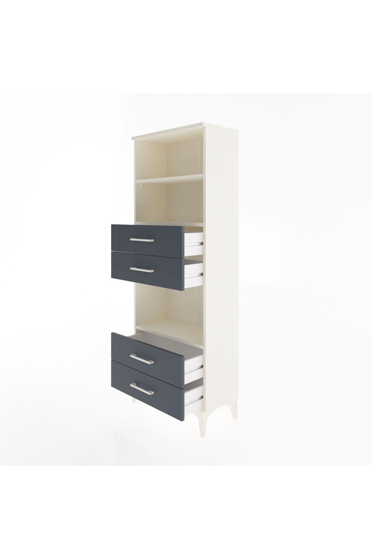 Arges Dolap 3 Raflı 4 Çekmeceli 60x30x163 Aytaşı-Antrasit