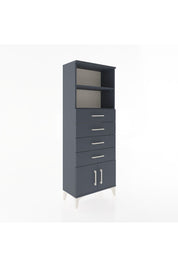 Arges Dolap 2 Raflı 4 Çekmeceli 2 Kapaklı 60x30x163 Antrasit-Antrasit