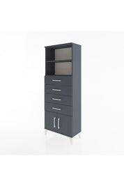 Arges Dolap 2 Raflı 4 Çekmeceli 2 Kapaklı 60x30x163 Antrasit-Antrasit