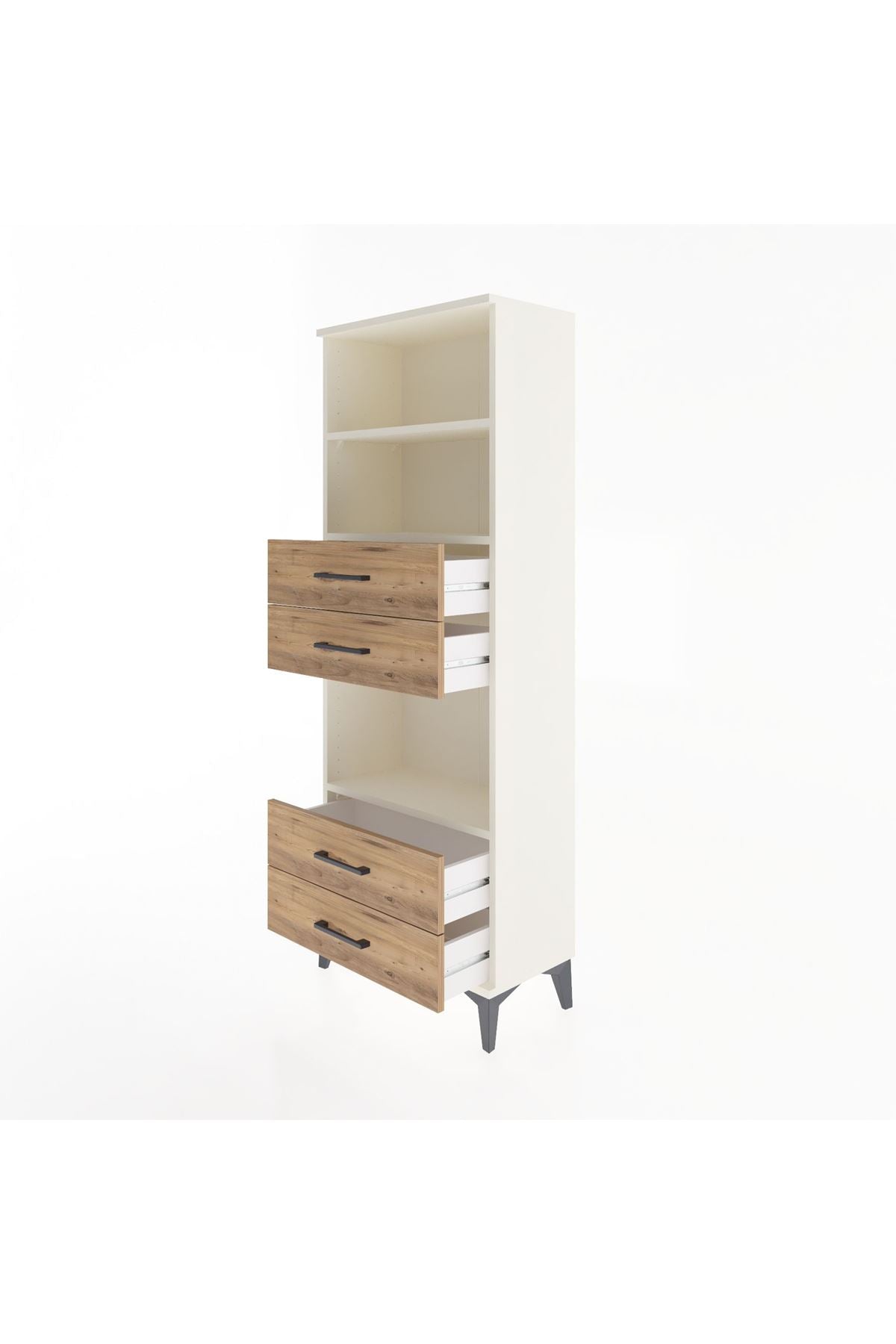 Arges Dolap 3 Raflı 4 Çekmeceli 60x30x163 Aytaşı-Çam