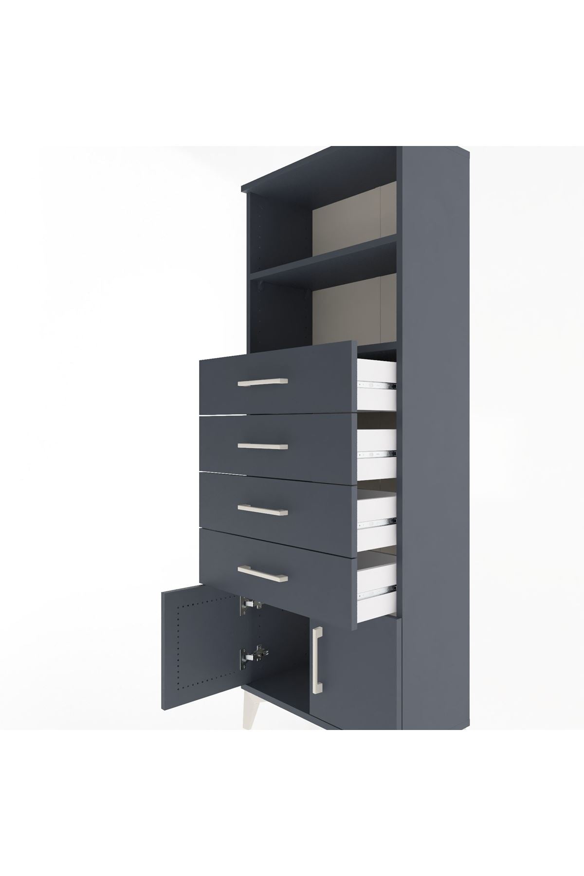 Arges Dolap 2 Raflı 4 Çekmeceli 2 Kapaklı 60x30x163 - S20M094V5A