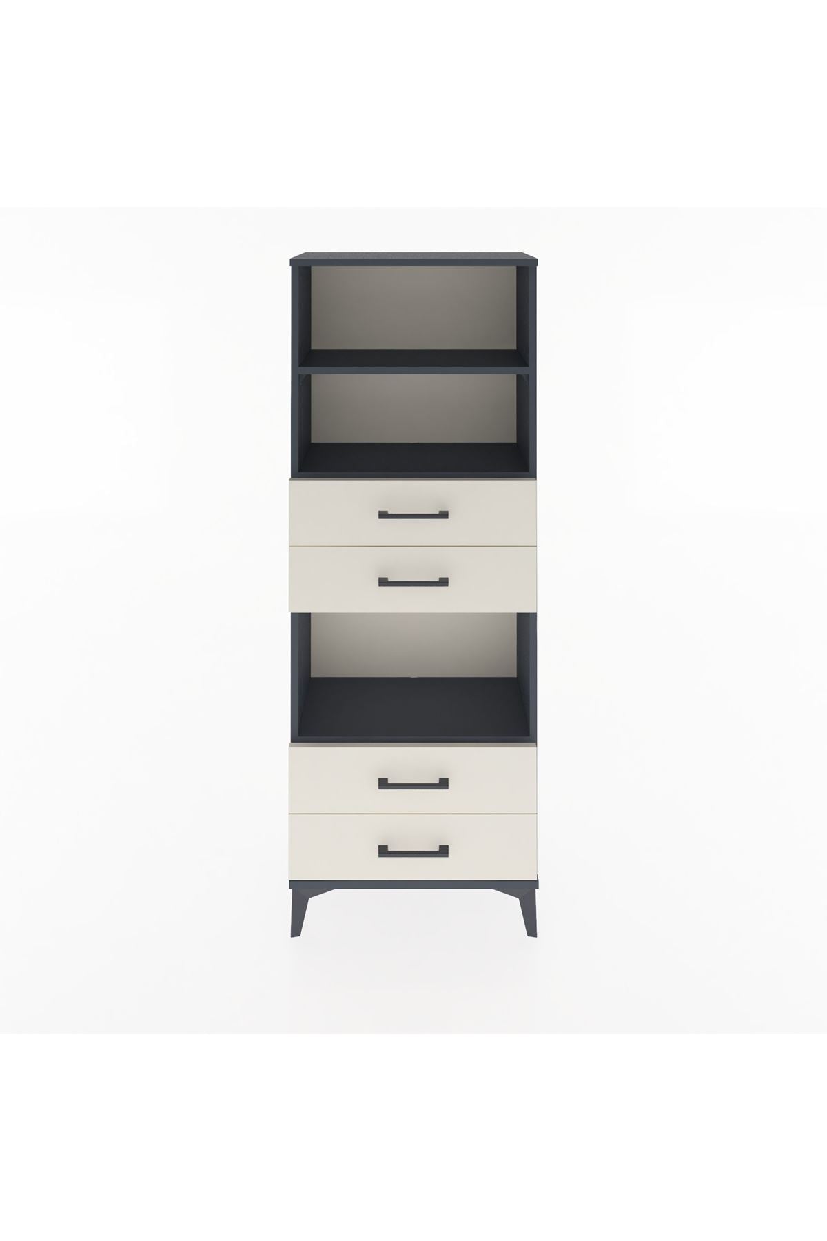 Arges Dolap 3 Raflı 4 Çekmeceli 60x30x163 Antrasit-Aytaşı