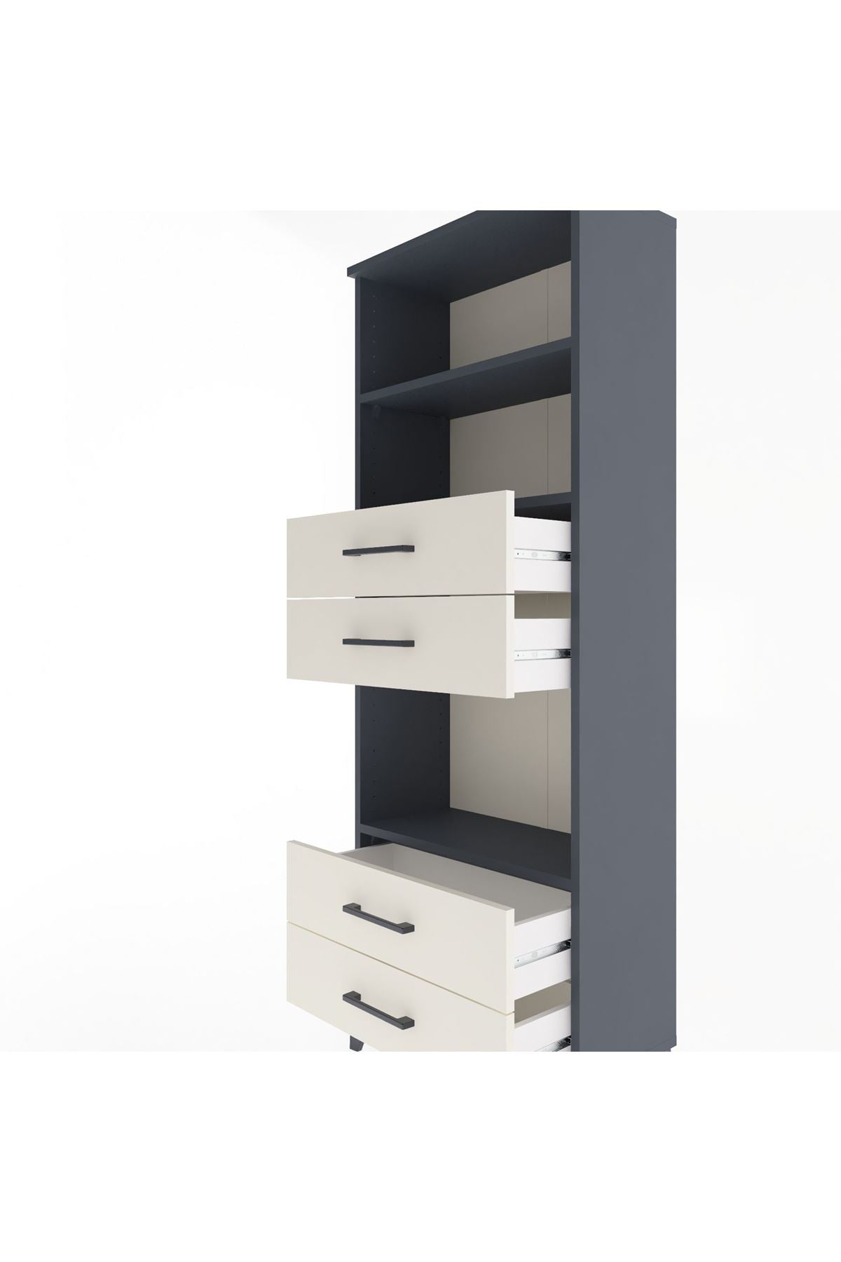 Arges Dolap 3 Raflı 4 Çekmeceli 60x30x163 Antrasit-Aytaşı