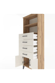 Arges Dolap 2 Raflı 4 Çekmeceli 2 Kapaklı 60x30x163 Çam-Aytaşı