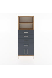 Arges Dolap 2 Raflı 4 Çekmeceli 2 Kapaklı 60x30x163 Çam-Antrasit