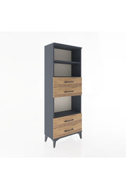 Arges Dolap 3 Raflı 4 Çekmeceli 60x30x163 Antrasit-Çam