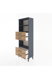 Arges Dolap 3 Raflı 4 Çekmeceli 60x30x163 Antrasit-Çam