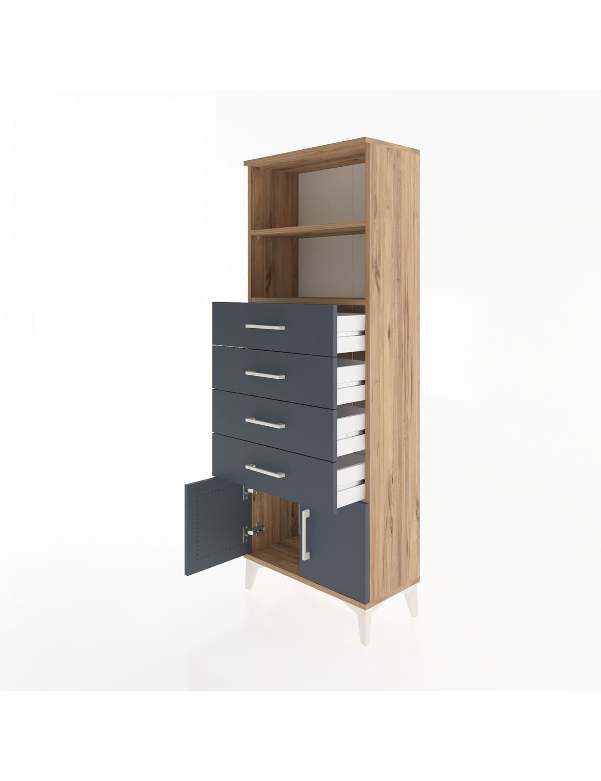 Arges Dolap 2 Raflı 4 Çekmeceli 2 Kapaklı 60x30x163 - S20M094V8A