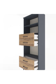 Arges Dolap 3 Raflı 4 Çekmeceli 60x30x163 Antrasit-Çam
