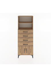Arges Dolap 2 Raflı 4 Çekmeceli 2 Kapaklı 60x30x163 Çam-Çam