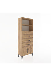 Arges Dolap 2 Raflı 4 Çekmeceli 2 Kapaklı 60x30x163 Çam-Çam