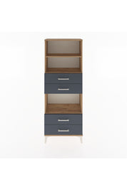 Arges Dolap 3 Raflı 4 Çekmeceli 60x30x163 Çam-Antrasit