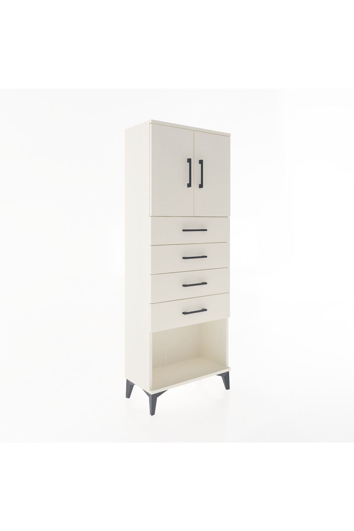 Arges Dolap 2 Raflı 4 Çekmeceli 2 Kapaklı 60x30x163 Aytaşı-Aytaşı