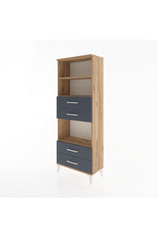 Arges Dolap 3 Raflı 4 Çekmeceli 60x30x163 Çam-Antrasit