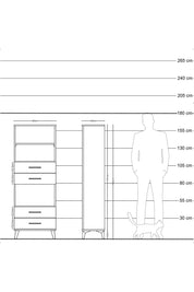 Arges Dolap 3 Raflı 4 Çekmeceli 60x30x163 Çam-Antrasit