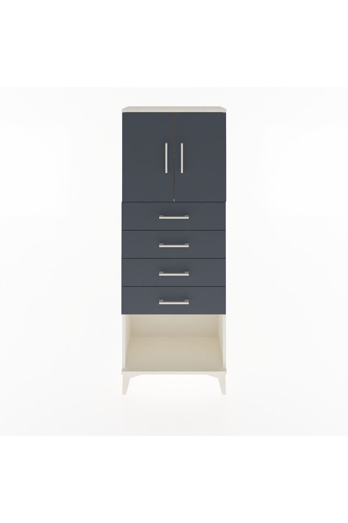 Arges Dolap 2 Raflı 4 Çekmeceli 2 Kapaklı 60x30x163 Aytaşı-Antrasit