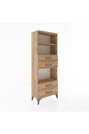 Arges Dolap 3 Raflı 4 Çekmeceli 60x30x163 Çam-Çam