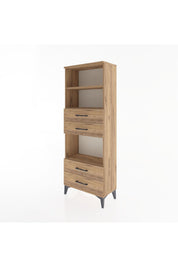 Arges Dolap 3 Raflı 4 Çekmeceli 60x30x163 Çam-Çam