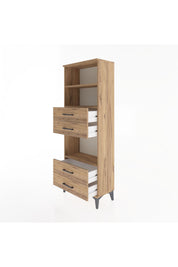 Arges Dolap 3 Raflı 4 Çekmeceli 60x30x163 Çam-Çam