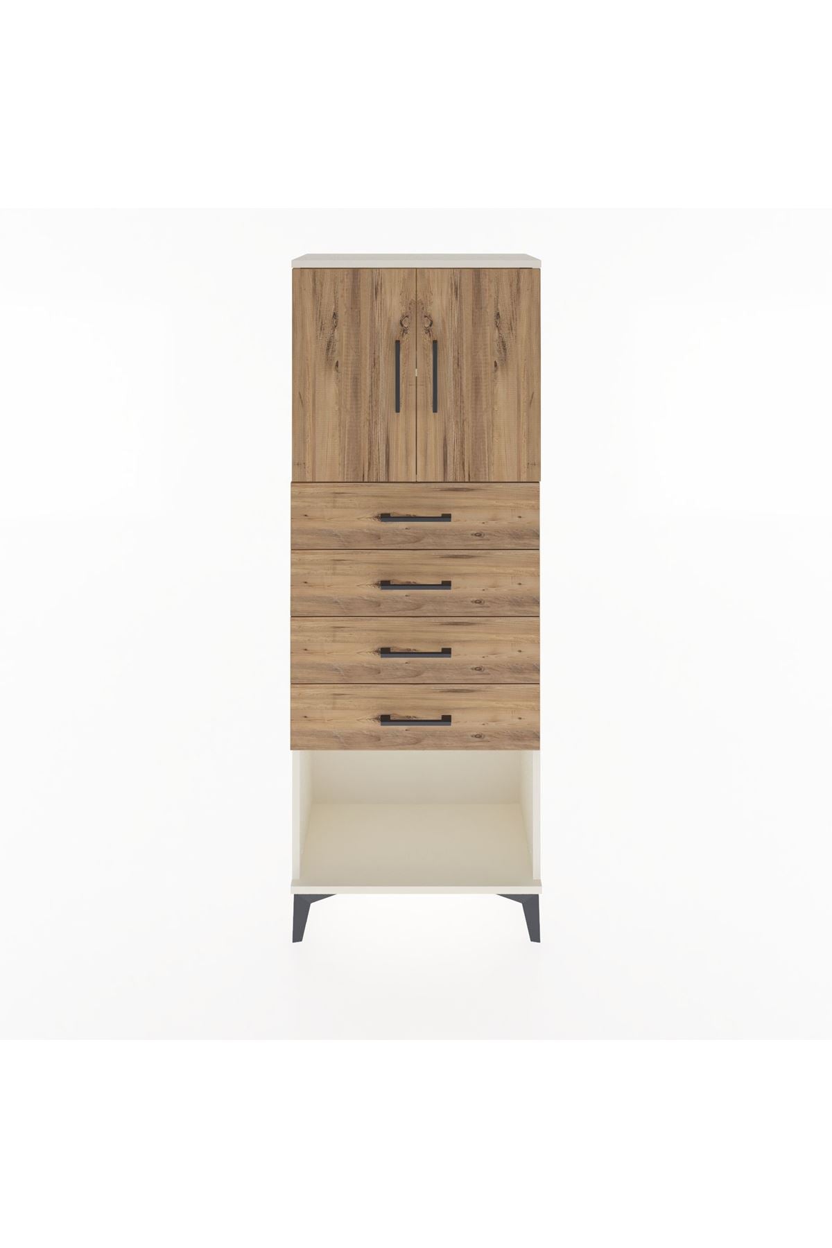 Arges Dolap 2 Raflı 4 Çekmeceli 2 Kapaklı 60x30x163 Aytaşı-Çam