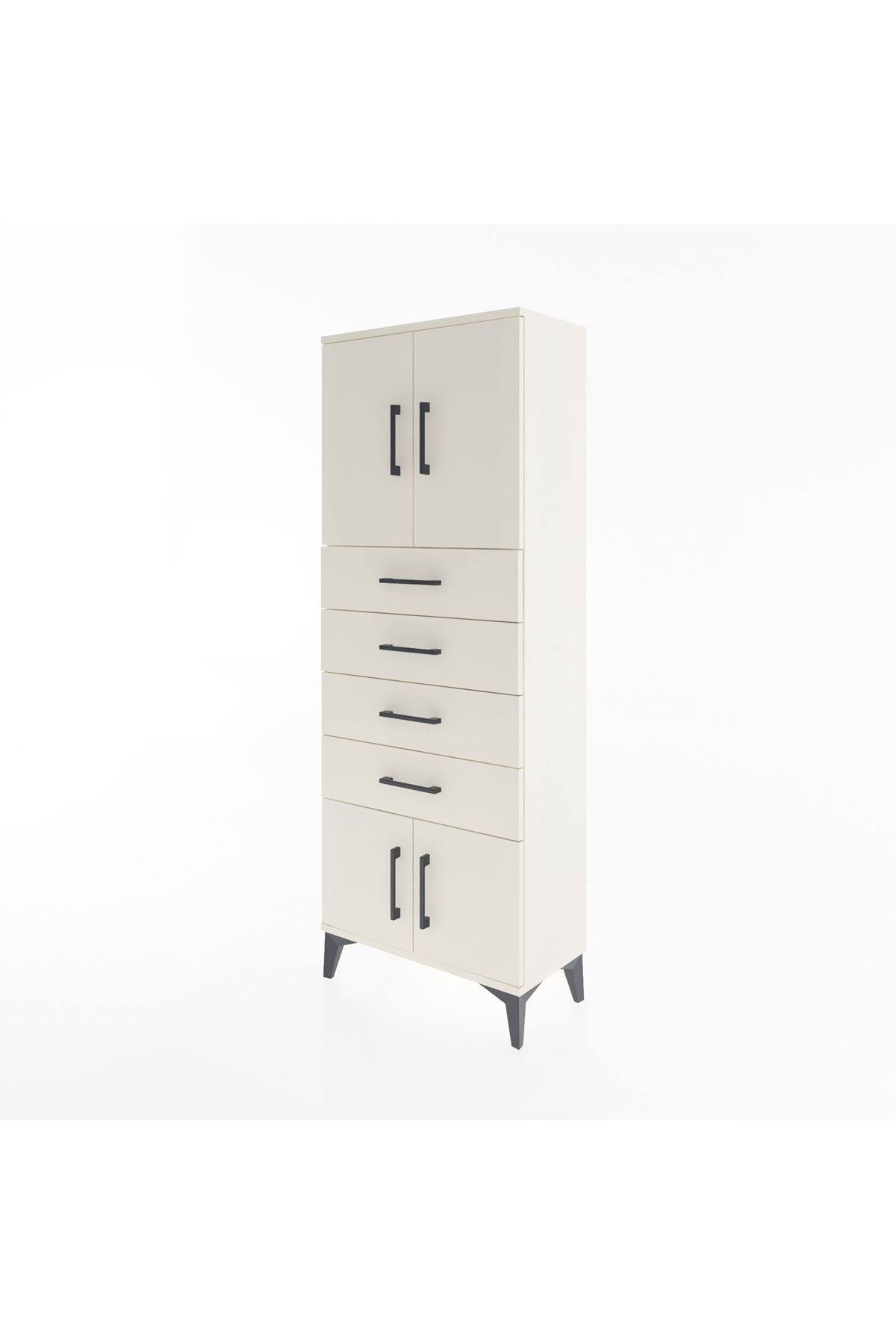 Arges Dolap 2 Raflı 4 Çekmeceli 4 Kapaklı 60x30x163 Aytaşı-Aytaşı