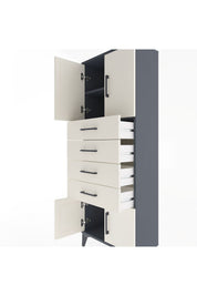 Arges Dolap 2 Raflı 4 Çekmeceli 4 Kapaklı 60x30x163 Antrasit-Aytaşı