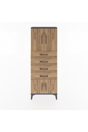 Arges Dolap 2 Raflı 4 Çekmeceli 4 Kapaklı 60x30x163 Antrasit-Çam