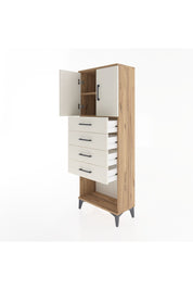 Arges Dolap 2 Raflı 4 Çekmeceli 2 Kapaklı 60x30x163 Çam-Aytaşı