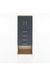 Arges Dolap 2 Raflı 4 Çekmeceli 2 Kapaklı 60x30x163 Çam-Antrasit