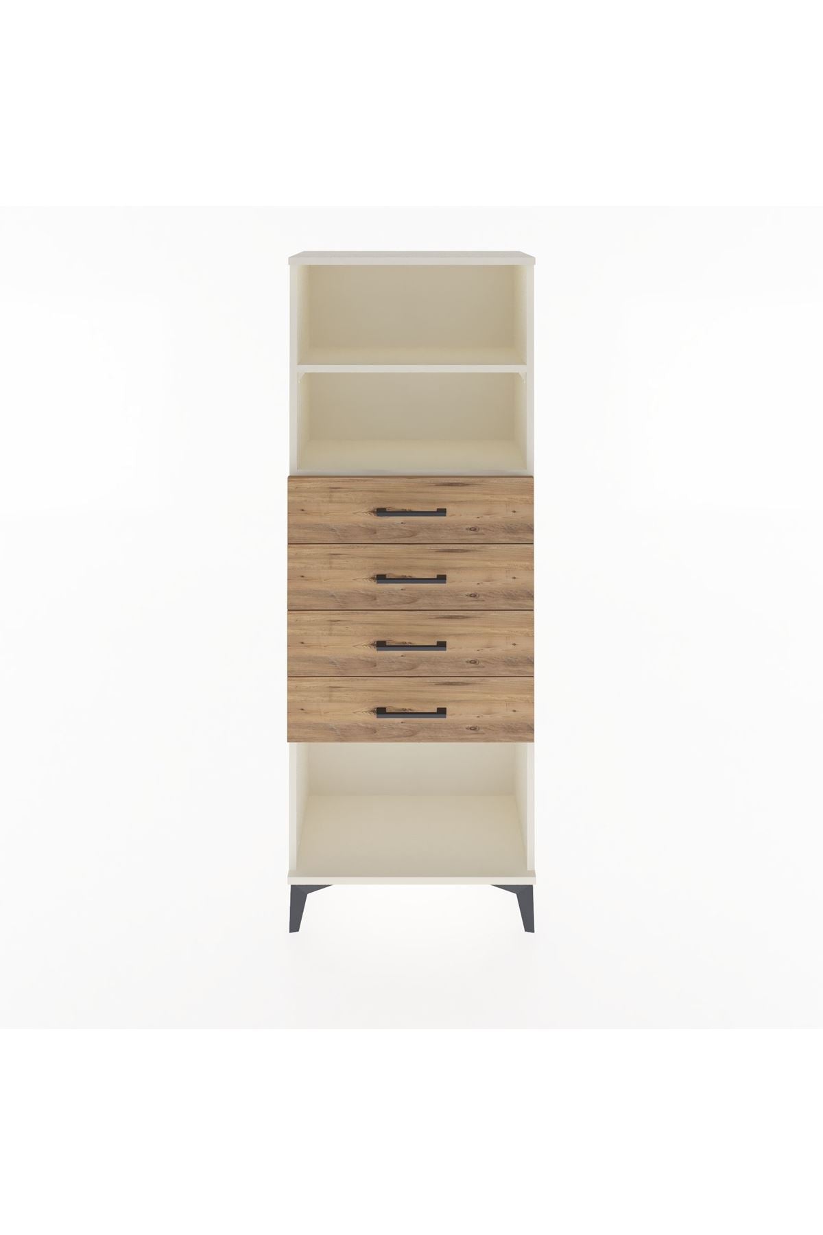 Arges Dolap 2 Raflı 4 Çekmeceli 60x30x163 Aytaşı-Çam