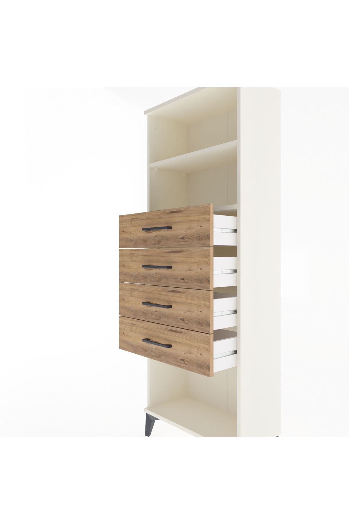 Arges Dolap 2 Raflı 4 Çekmeceli 60x30x163 Aytaşı-Çam