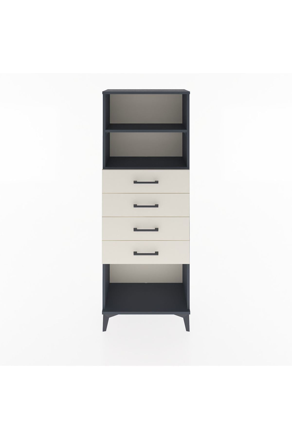 Arges Dolap 2 Raflı 4 Çekmeceli 60x30x163 Antrasit-Aytaşı