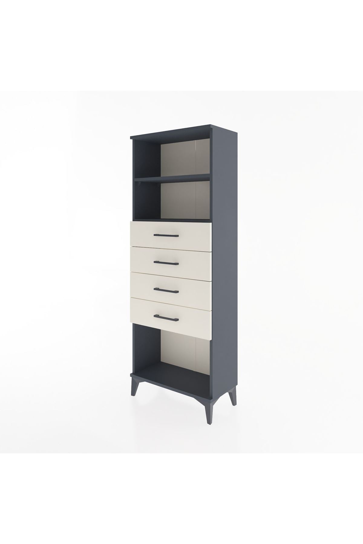 Arges Dolap 2 Raflı 4 Çekmeceli 60x30x163 Antrasit-Aytaşı