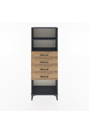 Arges Dolap 2 Raflı 4 Çekmeceli 60x30x163 Antrasit-Çam