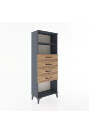 Arges Dolap 2 Raflı 4 Çekmeceli 60x30x163 Antrasit-Çam