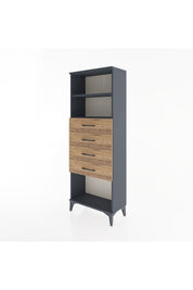 Arges Dolap 2 Raflı 4 Çekmeceli 60x30x163 Antrasit-Çam