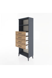 Arges Dolap 2 Raflı 4 Çekmeceli 60x30x163 Antrasit-Çam