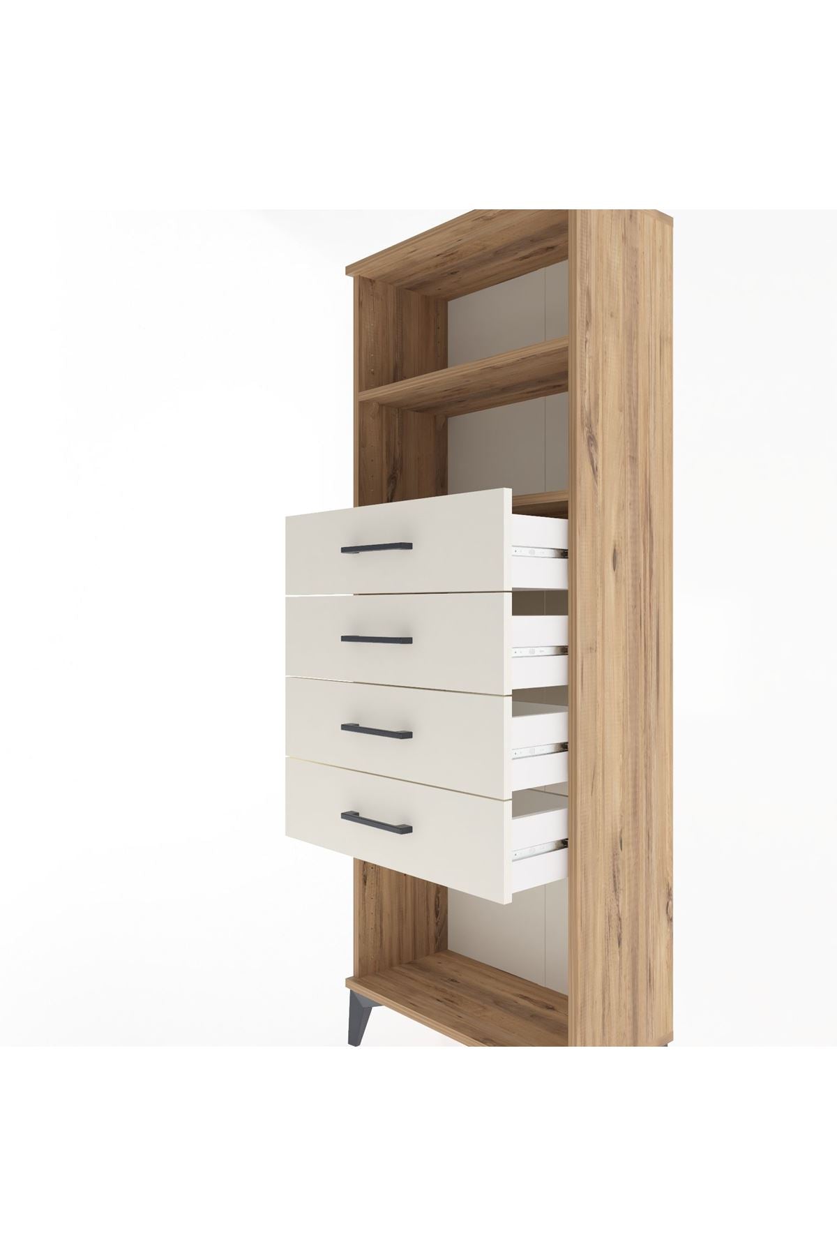 Arges Dolap 2 Raflı 4 Çekmeceli 60x30x163 Çam-Aytaşı