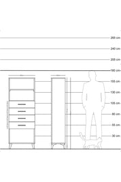 Arges Dolap 2 Raflı 4 Çekmeceli 60x30x163 Çam-Antrasit