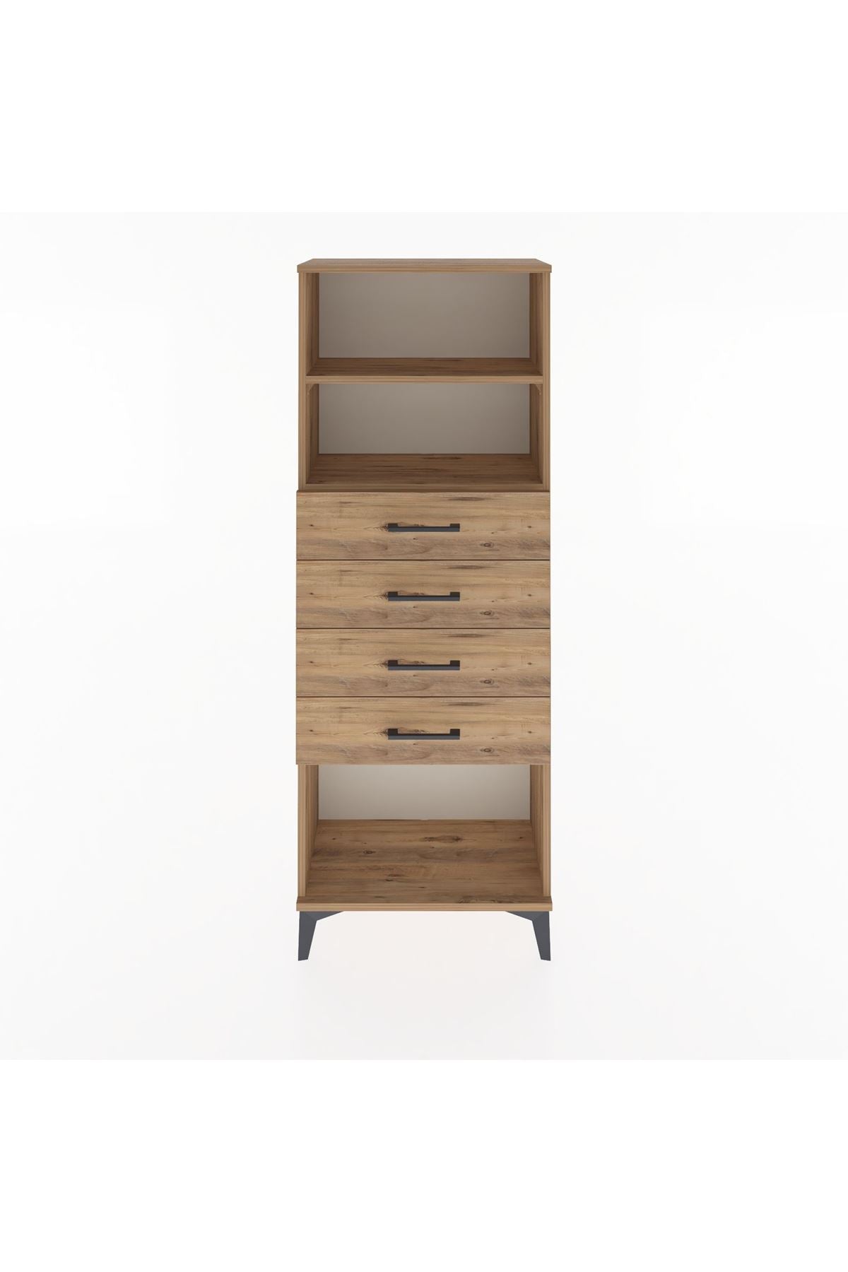 Arges Dolap 2 Raflı 4 Çekmeceli 60x30x163 Çam-Çam