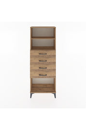 Arges Dolap 2 Raflı 4 Çekmeceli 60x30x163 Çam-Çam