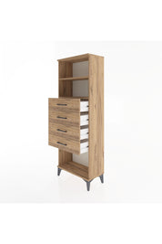 Arges Dolap 2 Raflı 4 Çekmeceli 60x30x163 Çam-Çam