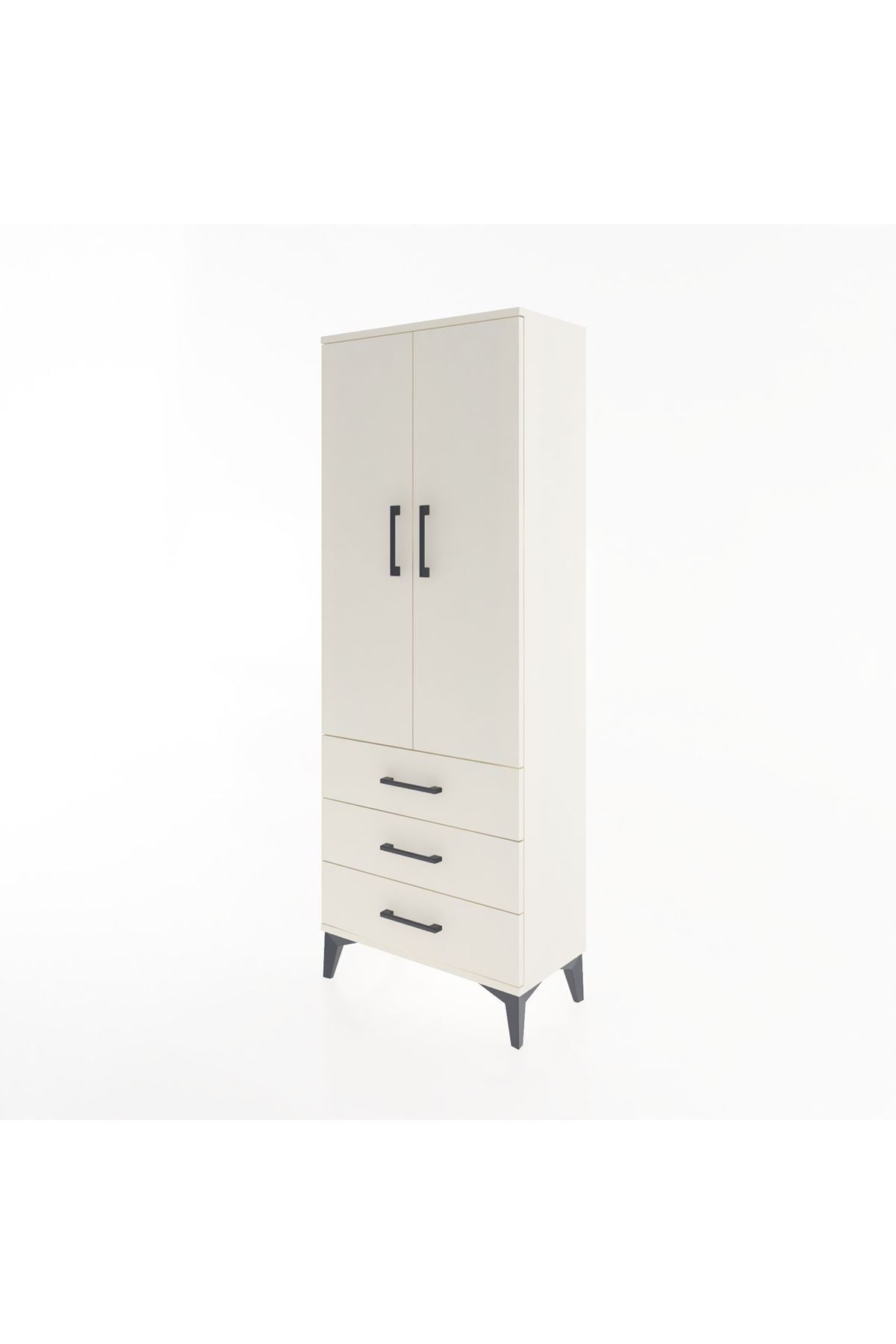 Arges Dolap 4 Raflı 3 Çekmeceli 2 Kapaklı 60x30x163 Aytaşı-Aytaşı