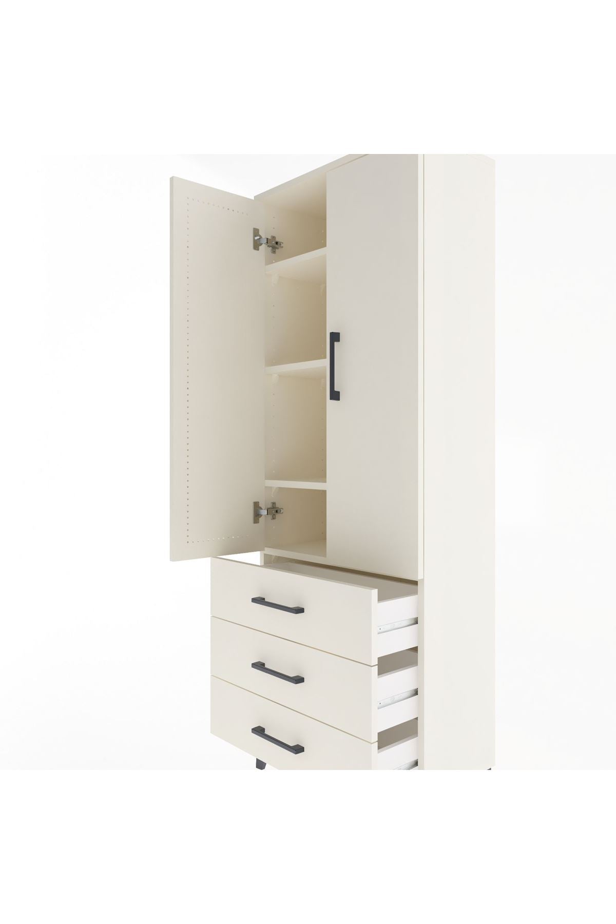 Arges Dolap 4 Raflı 3 Çekmeceli 2 Kapaklı 60x30x163 Aytaşı-Aytaşı