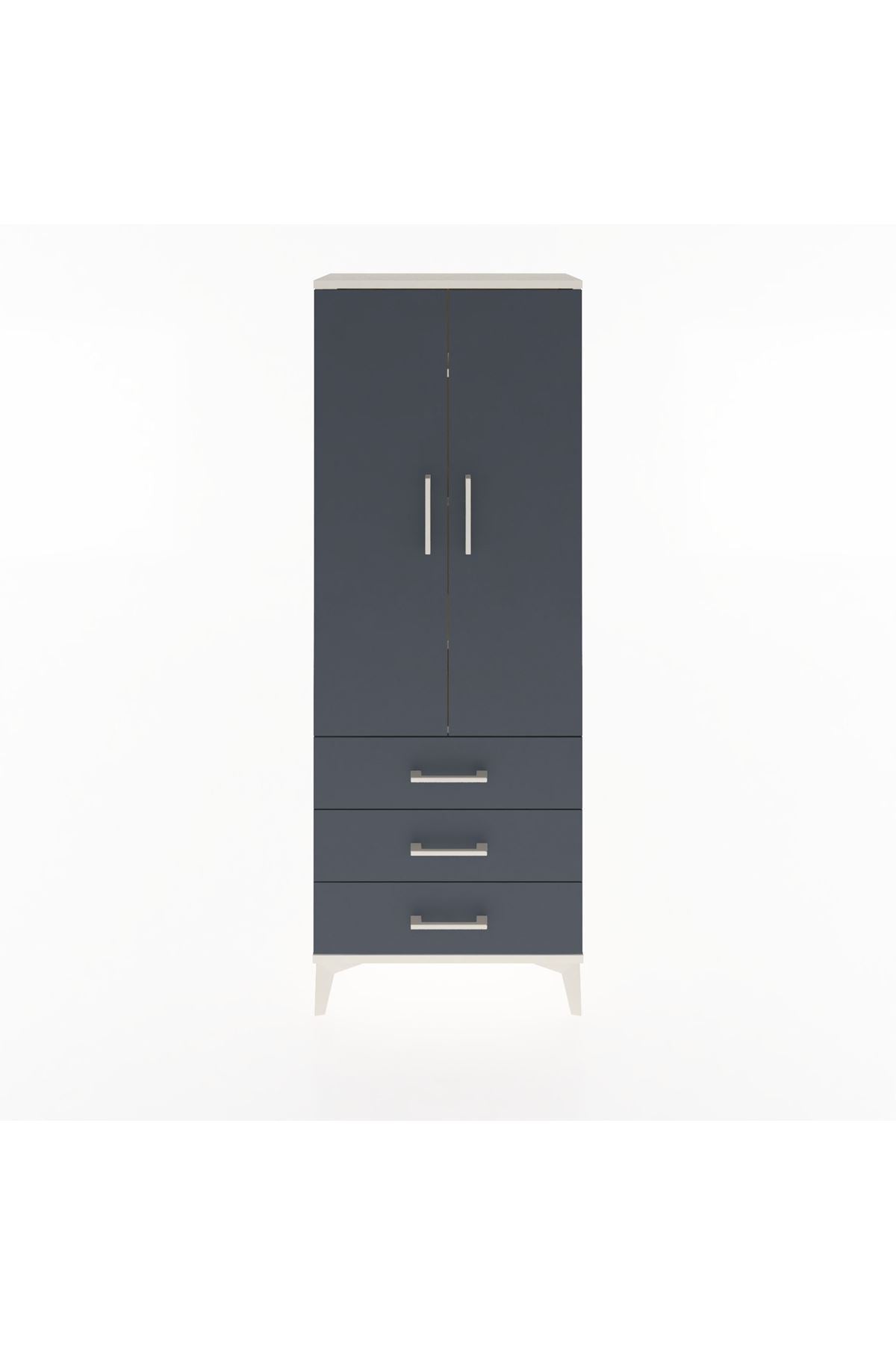Arges Dolap 4 Raflı 3 Çekmeceli 2 Kapaklı 60x30x163 Aytaşı-Antrasit