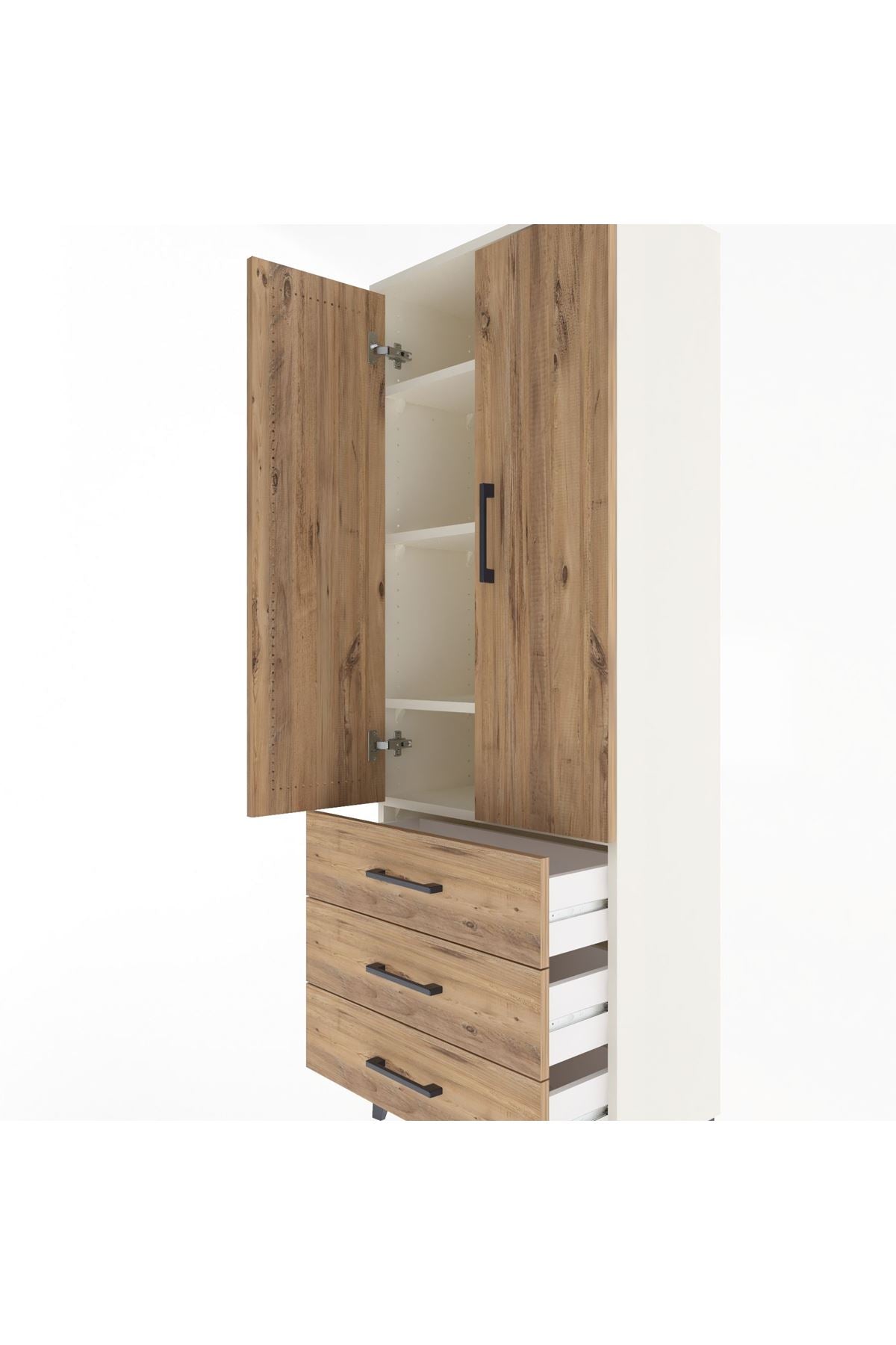 Arges Dolap 4 Raflı 3 Çekmeceli 2 Kapaklı 60x30x163 Aytaşı-Çam