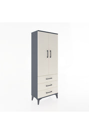 Arges Dolap 4 Raflı 3 Çekmeceli 2 Kapaklı 60x30x163 Antrasit-Aytaşı