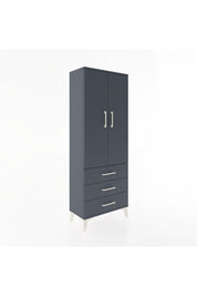 Arges Dolap 4 Raflı 3 Çekmeceli 2 Kapaklı 60x30x163 Antrasit-Antrasit
